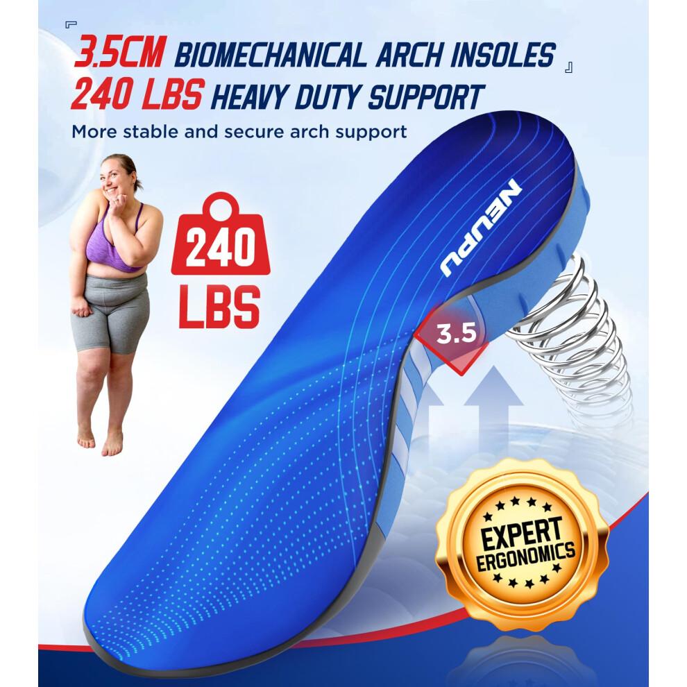 NEUPU 240+lbs Heavy Duty High Arch Support Orthotic Insoles for Plantar Fasciitis Pain Relief - For Men Women Work Boots Shoes