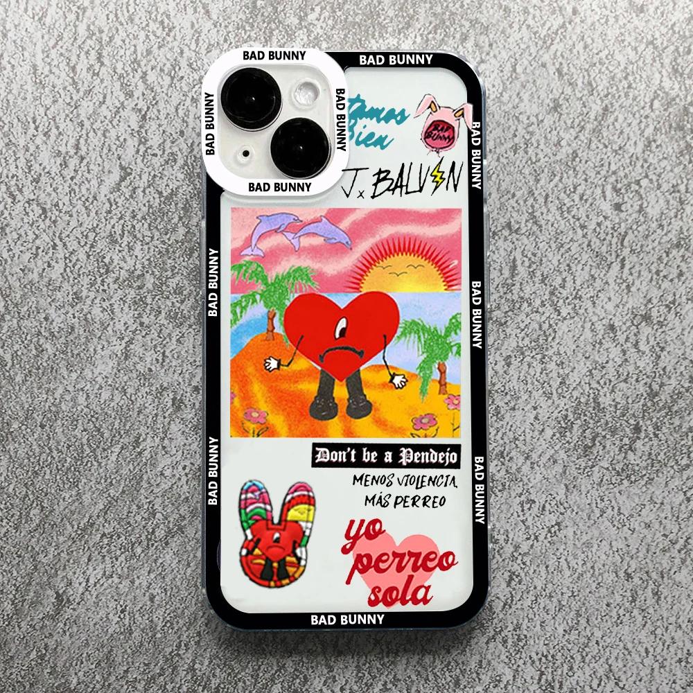 Yo Perreo Sola Bad Bunny Maluma Phone Case For iPhone 11 12 13 14 15 Pro Max Mini XS X XR SE 7 8 Plus Cover Transparent Fundas