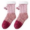 Knitted Thick Thermal Socks Patchwork Fleece Socks Women Fashion Plush Floor Socks  Winter