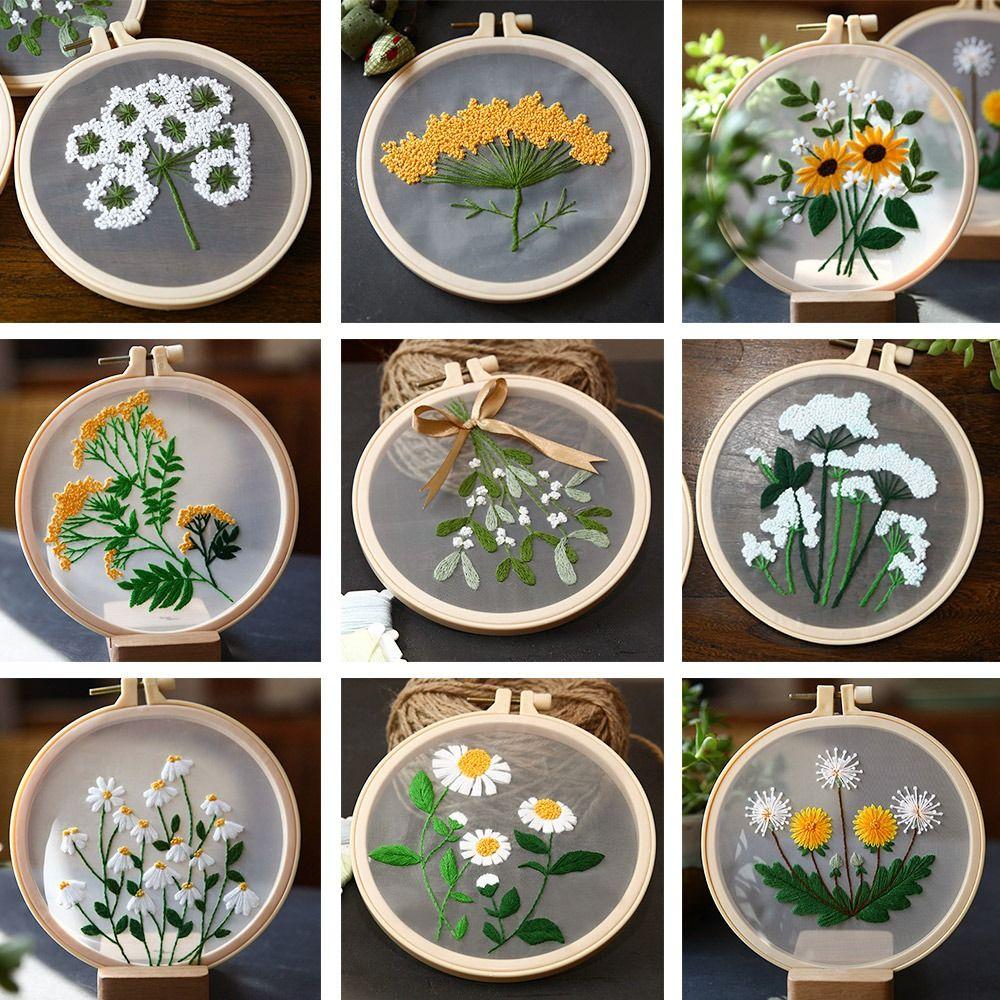 Sewing Accessories Needle Thread Embroidery Hoop Needle Punch Cross Stitch Kit Flower Embroidery