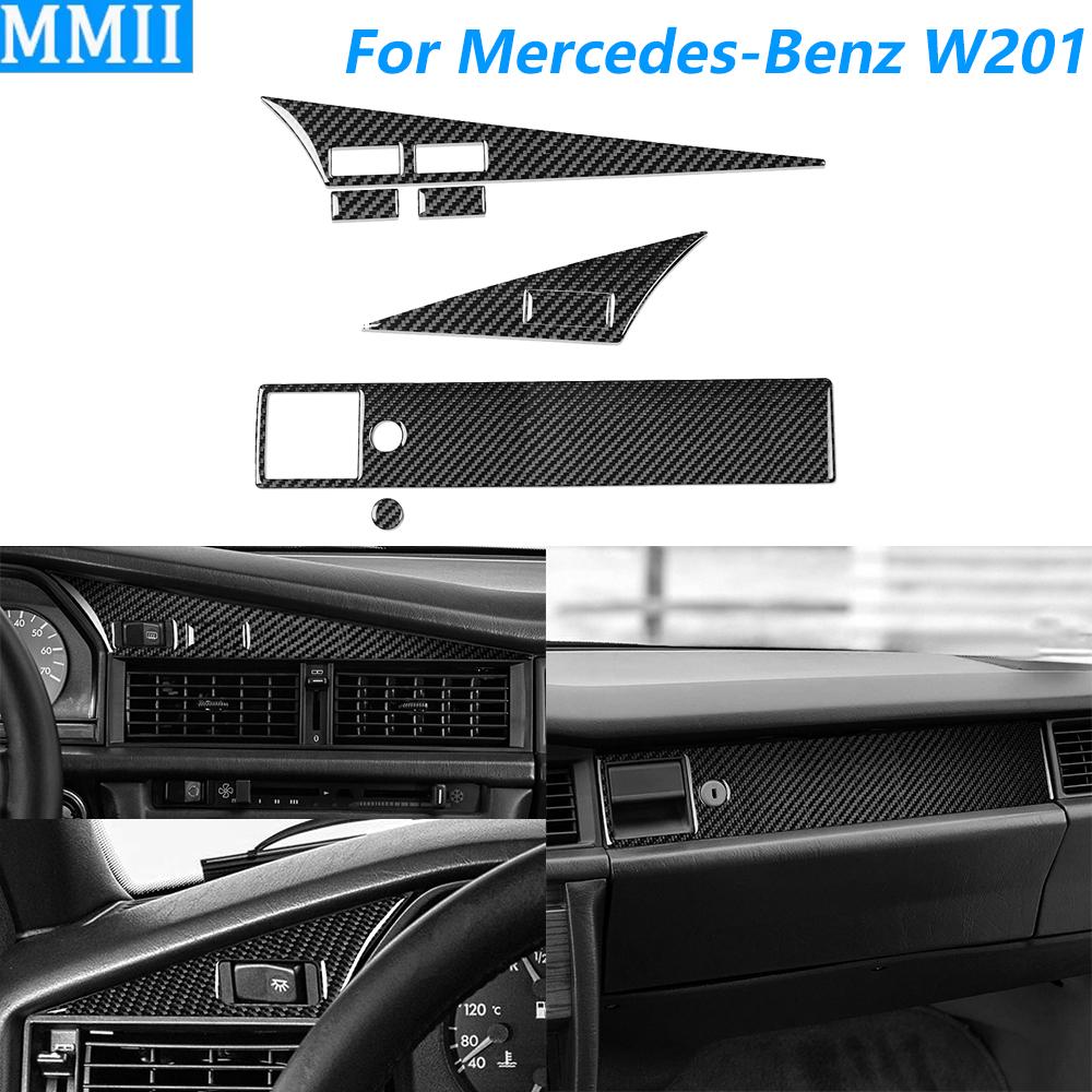 Для Mercedes-Benz W201 190 190E 190D 1982-1993 Комплект декоративных накладок на центральную консоль и приборную панель из углеродного волокна Автомобильные аксессуары Наклейка