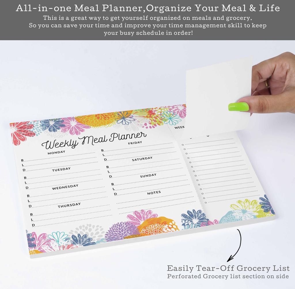 Inkdotpot Планировщик еженедельного питания 7"x10, магнитный блокнот для планирования питания "Меню кухни" с отрывными листами для продуктов S-54