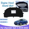 Звуковая подкладка капота двигателя для Chevrolet Sail Aveo3 2015~2024 Теплоизоляция автомобиля Хлопковые чехлы Звукоизоляционные коврики Аксессуары для интерьера