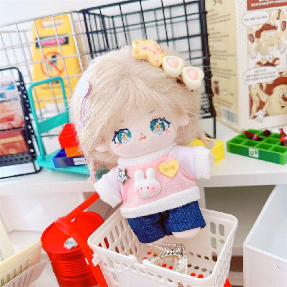 Мини Одежда для Куклы Хлопковый Джинсовый Материал Костюм Свитера для Куклы 10см Хлопковая Мягкая Кукла
