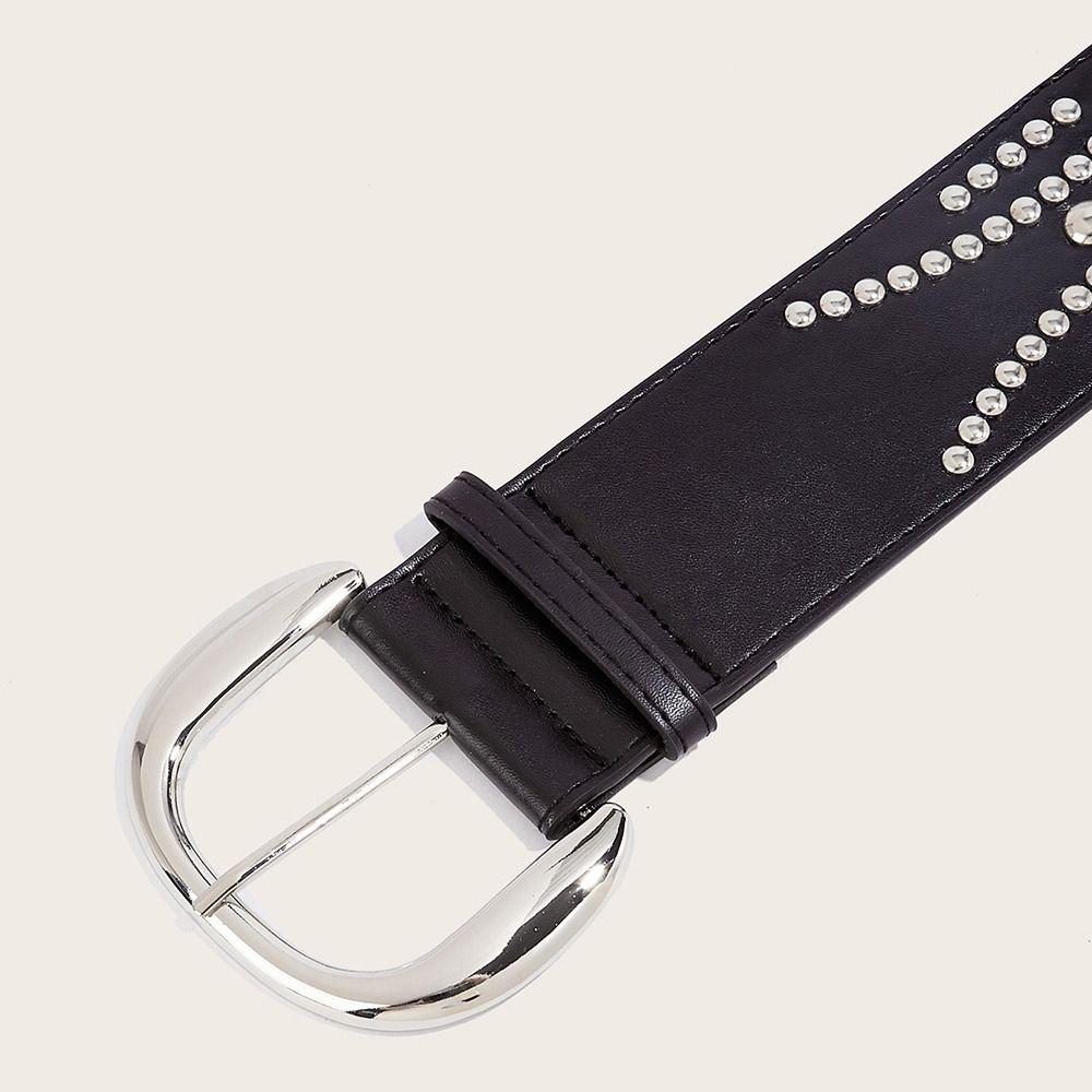 Y2k Rivet Wide Belt Korean Dress Jeans Belt Vintage Women's Waist Belt  Skirt Accessory