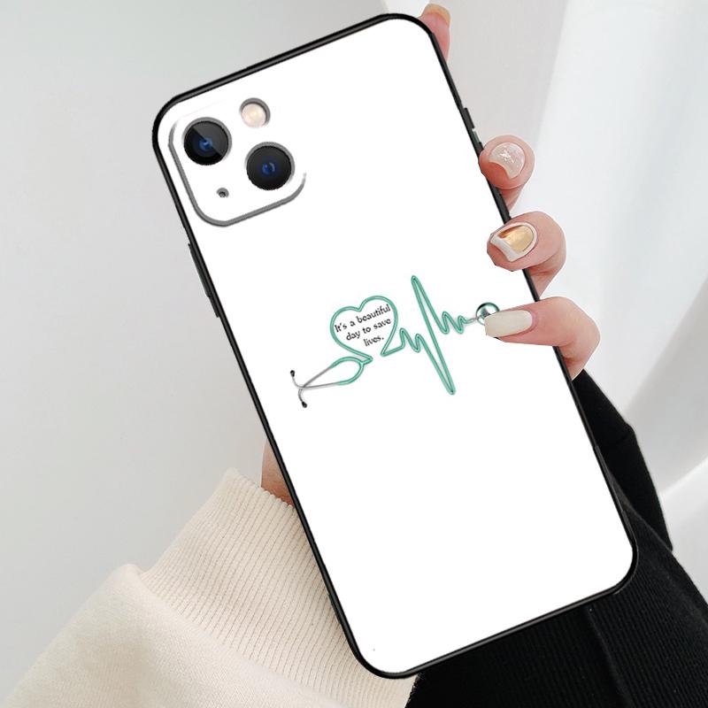 Милый Чехол для Телефона Сердце со Стетоскопом Для iPhone 17 Pro Max 16 15 11 13 12 14 Pro Max mini 15 16 Plus 16e 17 Air Cover