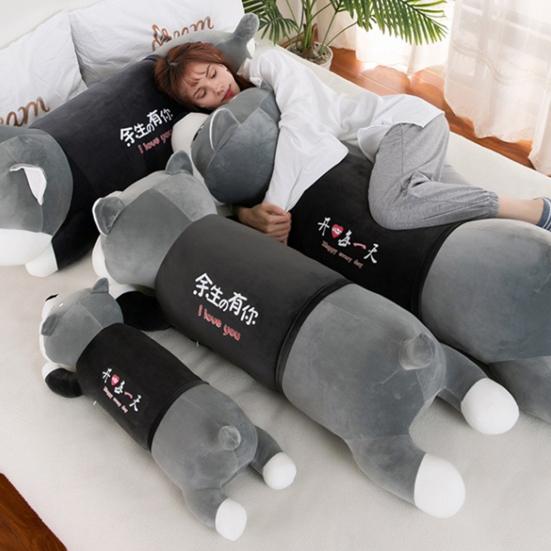 Милая плюшевая подушка Хаски со сладкими сообщениями, мягкая набивная игрушка, обнимаемая, гибкая кукла-собака, подарок для эмоциональной поддержки