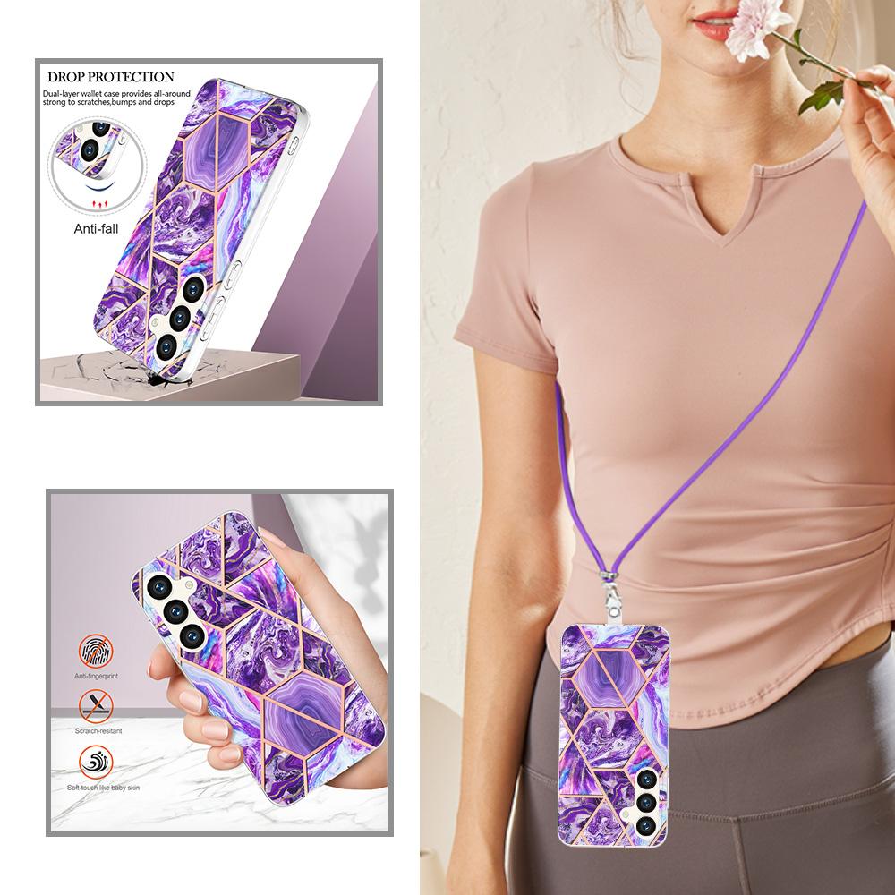 Сине-зеленый мраморный ремешок со съемной пряжкой или кольцо против падения или гладкий чехол для Samsung iPhone Xiaomi Redmi Oppo Nokia Moto...