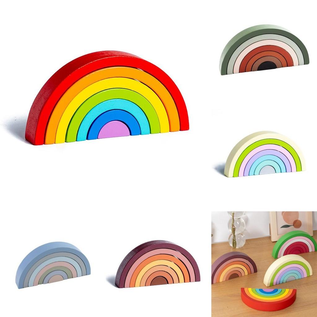 Деревянные арочные радужные строительные блоки для малышей с экологичной обучающей игрушкой