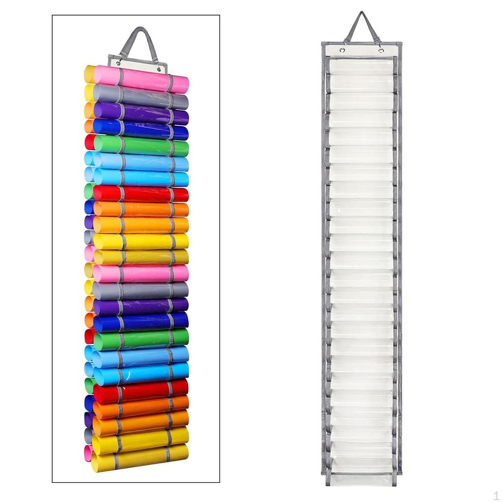 Держатель рулонов винила Стойка для хранения рукоделия 24 отделения Прочный настенный подвесной
