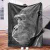 Gorilla Head Profile On Black Background - Themed Blanket - Comfortable Flannel Fabric Hypoallergenic Suitable for All Seasons - I