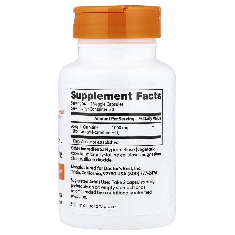 Acetyl-L-Carnitine, 60 Veggie Caps (500 mg Per capsule)