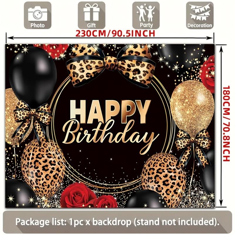 1pc, 2D flat, Happy Birthday leopard print red rose polyester backdrop, for party decorations, home, room, wsj