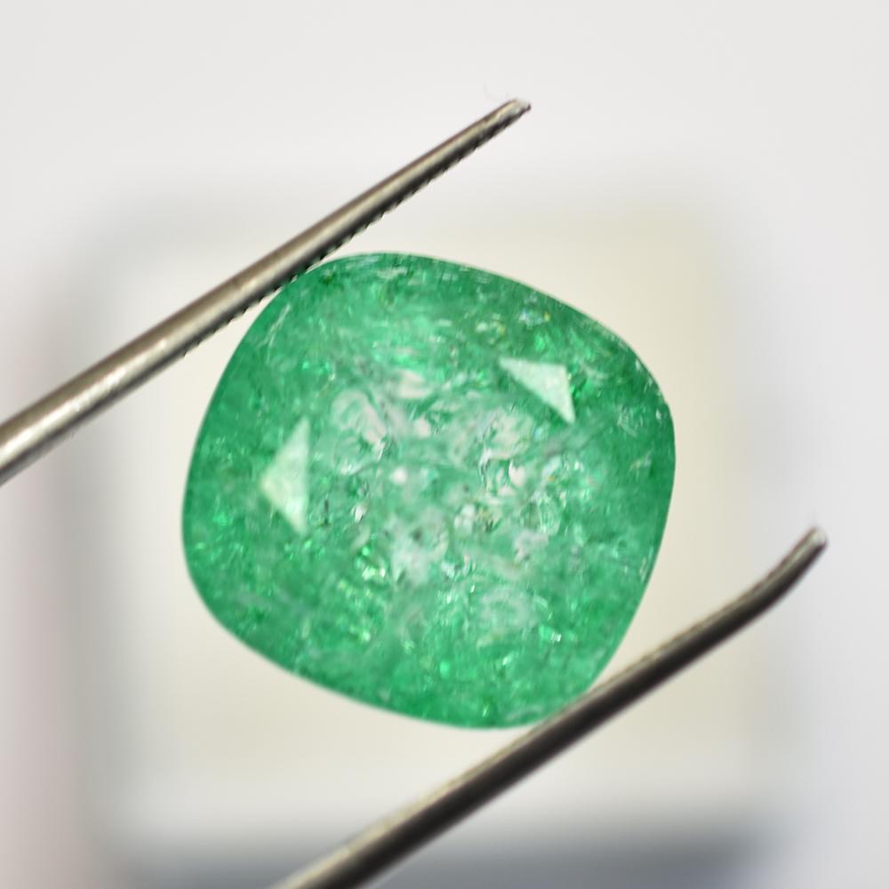 ZAMBIAN Natural Green Emerald 19 Ct Square Cushion Cut Loose Gemstone