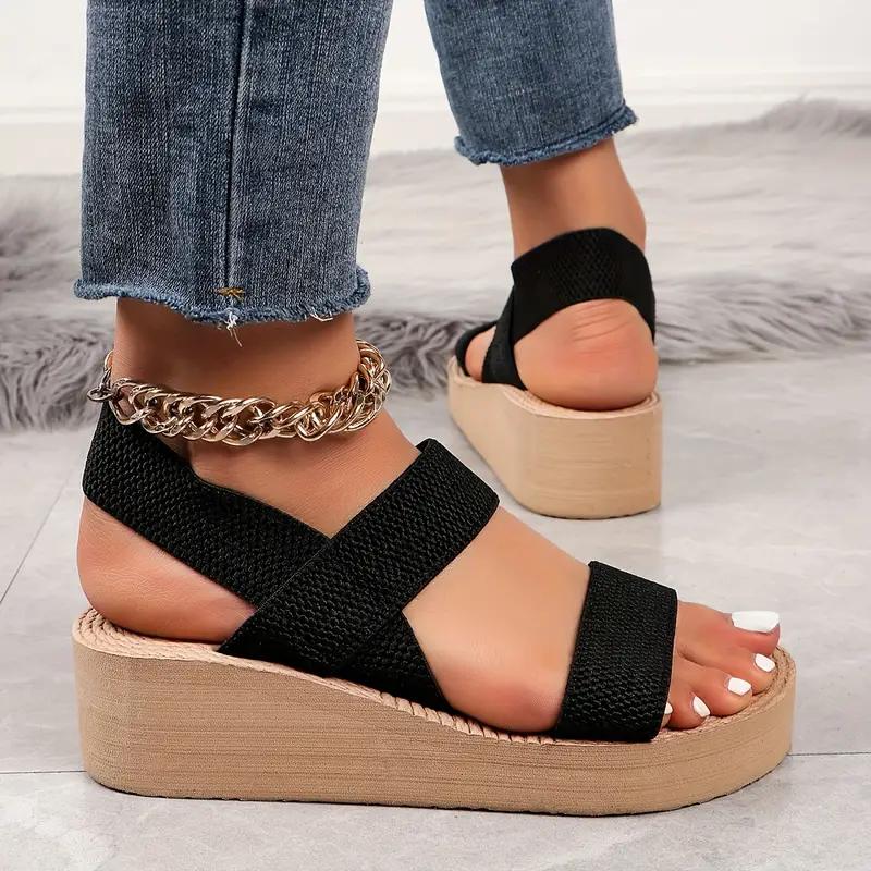 New Minimalist Slingback Wedge Sandals Outdoor Summer Lightweight Slides Solid Color Thick Bottom Ladies Shoes Female Sandals