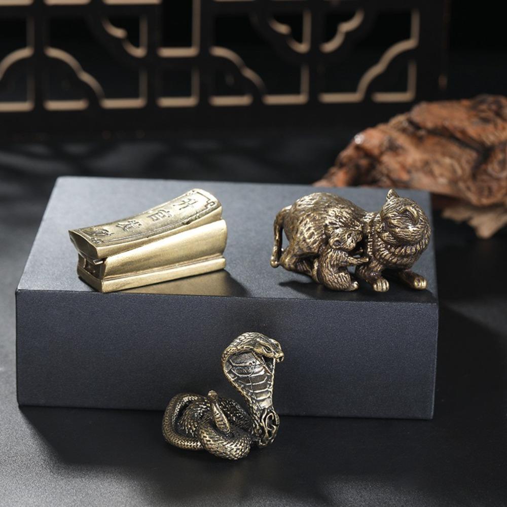 Wealth Miniatures Statue Luck Brass Crafts Creative Snake Figurine New Year Decoration