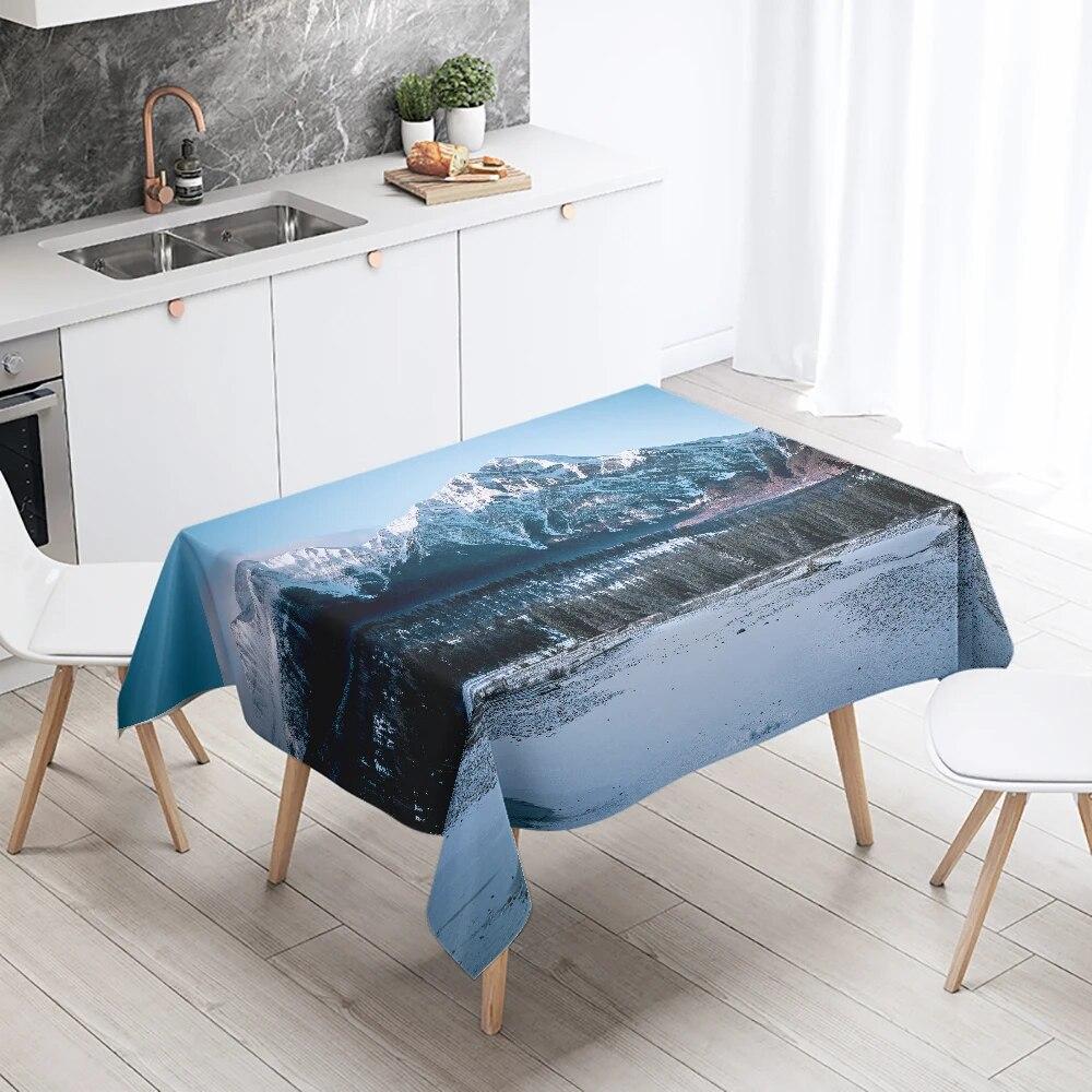 Natural Landscape Tablecloth Camping  Antifouling Waterproof Rectangular  Dining Table Home Decoration