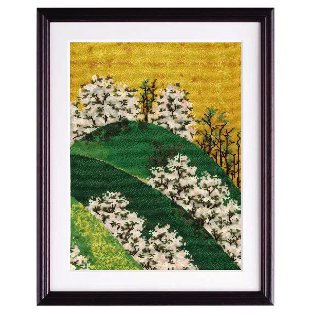Olympas Silk Cross Stitch Embroidery Kit Japanese Beauty Masterpiece Selection From Yoshino Folding Screen by Shiko Watanabe Beige 7187 Mt.
