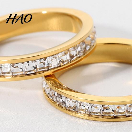 Engagement Ring Smooth Surface Noble Couple Square Wedding Cubic Zirconia Jewelry Accessory
