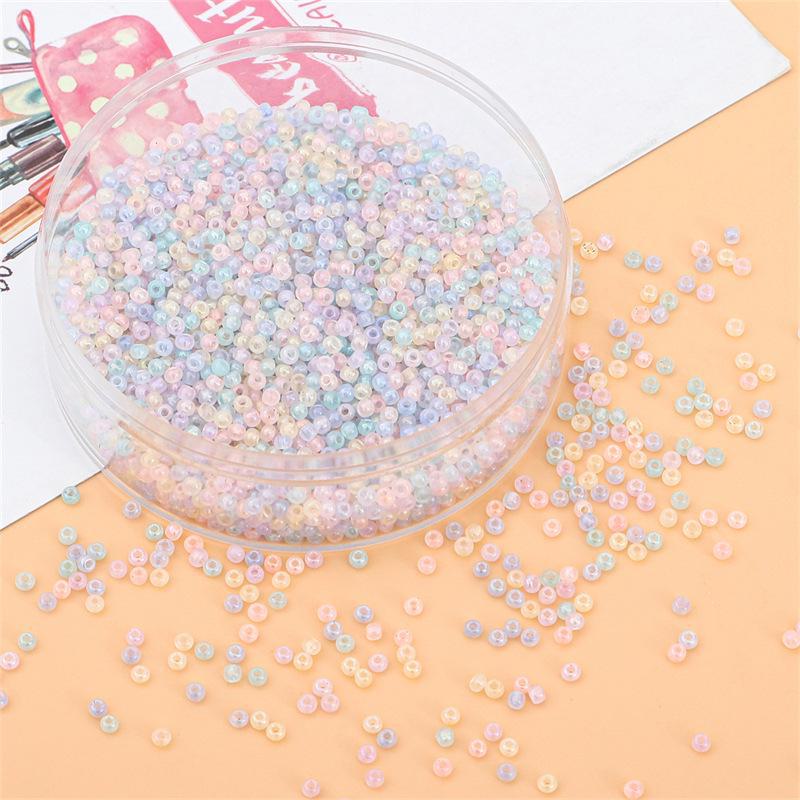 Cream Cloud Fantasy Rice Beads: 2/3/4mm Round Glass Beads for Handmade DIY Bracelets & Necklaces.