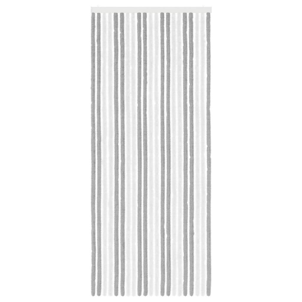 Insect Screen Door Curtain Chenille Grey and White 90 x 220 cm