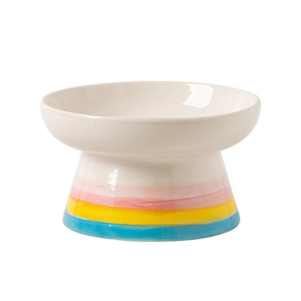 Handmade Cat Elevated Bowl Flat/Slanted Mouth Pet Food Bowl Dog Food Feeder for Feeding