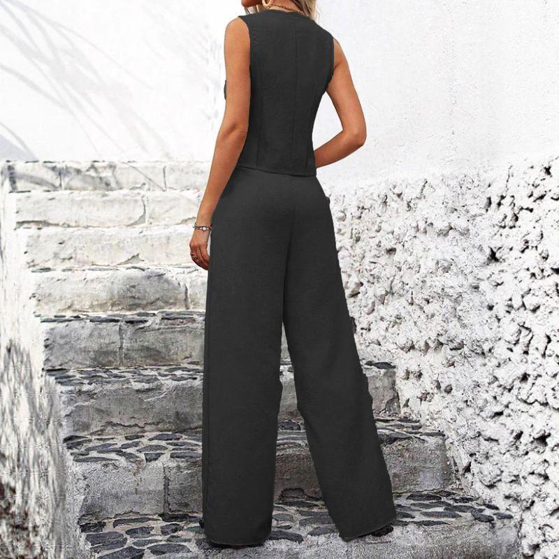 European and American New Fashion Vest Trousers Collage Patchwork Casual Set Women Casual Suit