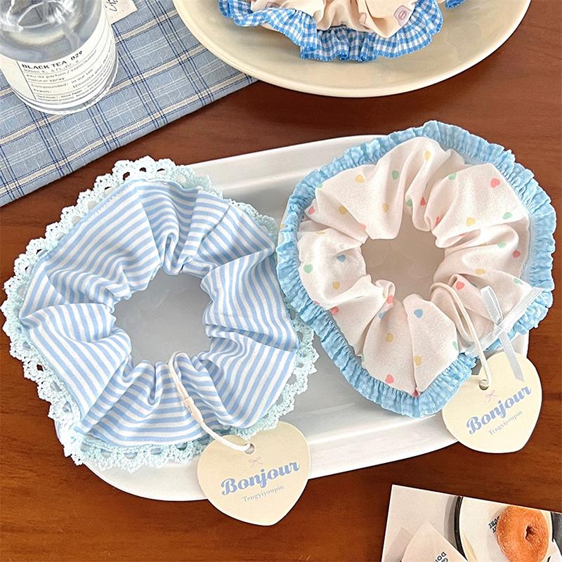 1Pc Girl Head Rope Bow Lace Hair Tie Large Intestine Hair Ring Women Scrunchies Korean Style Headwear Hair Rope
