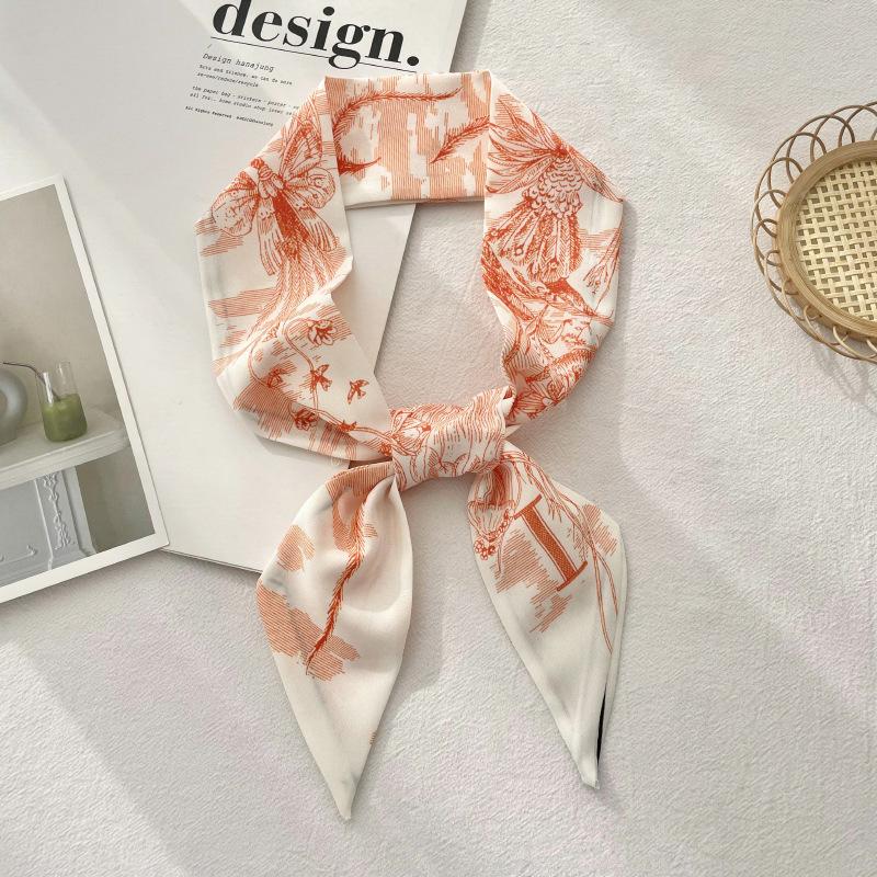 Long Silk Scarf Atmosphere New Thin Narrow Tie Bag Gift Strap Headband Small Tie