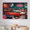 Двумерный ретро-фон «Рок-н-ролльный дайнер» для фотосессии на день рождения в стиле 50-х