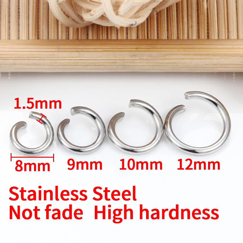 1.5mm Thick Stainless Steel 8/9/10/12mm Open Jump Rings For Jewelry Making Materials Necklace Bracelet Connector DIY Accessories