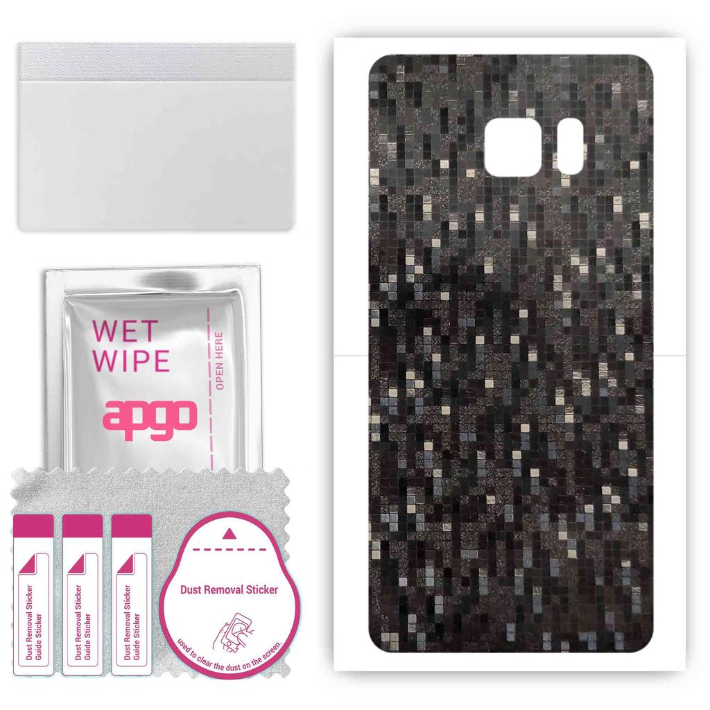apgo Protective Skin Sticker for the Back Compatible with Samsung Galaxy Note 7, Wrap Film, Foil, Vinyl - Pattern Carbon Black Pixel