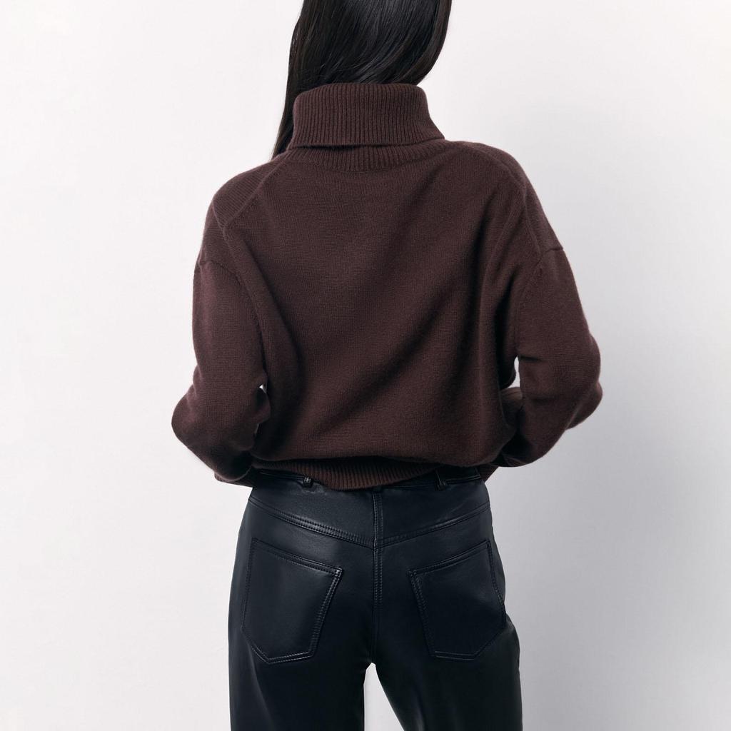 Women Autumn Winter Causal High Collar Sleeve Knit Sweater