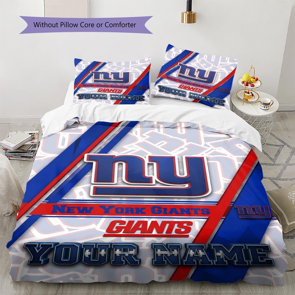 Name Custom New York Giants Pattern Bedding Set Quilt Cover Pillowcase Home Decor Gift (1 * duvet cover + 2 * pillowcase, without core)