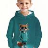 Boys' Hoodie - Green and Green Cool Fox with Fashion Glasses Pattern - Lightweight Daily and Formal Dress Up Hoodie