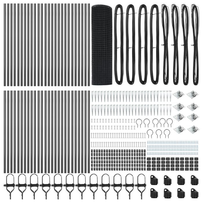 VidaXL Welded Wire Fence with 13 Pointed Posts Grey 0.8x100 M Steel 3352259