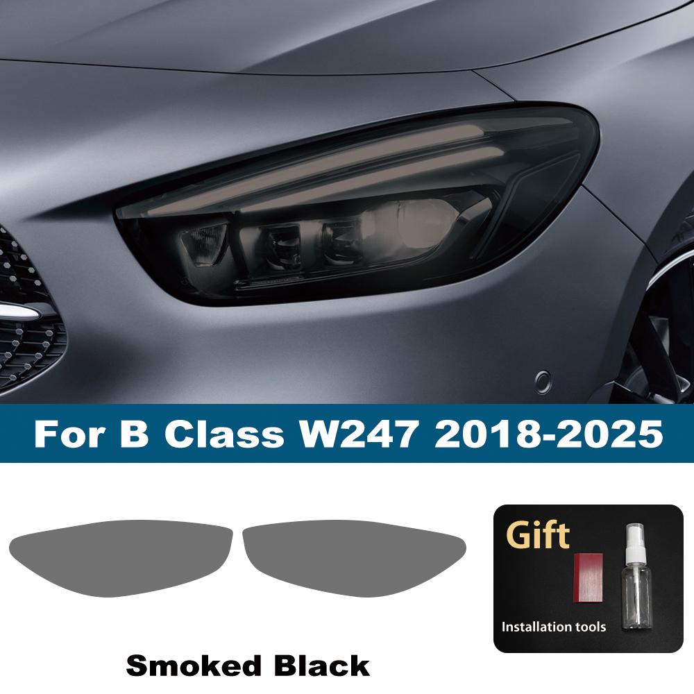 For Mercedes Benz A/B/C/E/S Class Smoke Black High Gloss Pre-Cut TPU Headlight Protective Film PPF Anti-Scratch Vinyl Wrap Kit