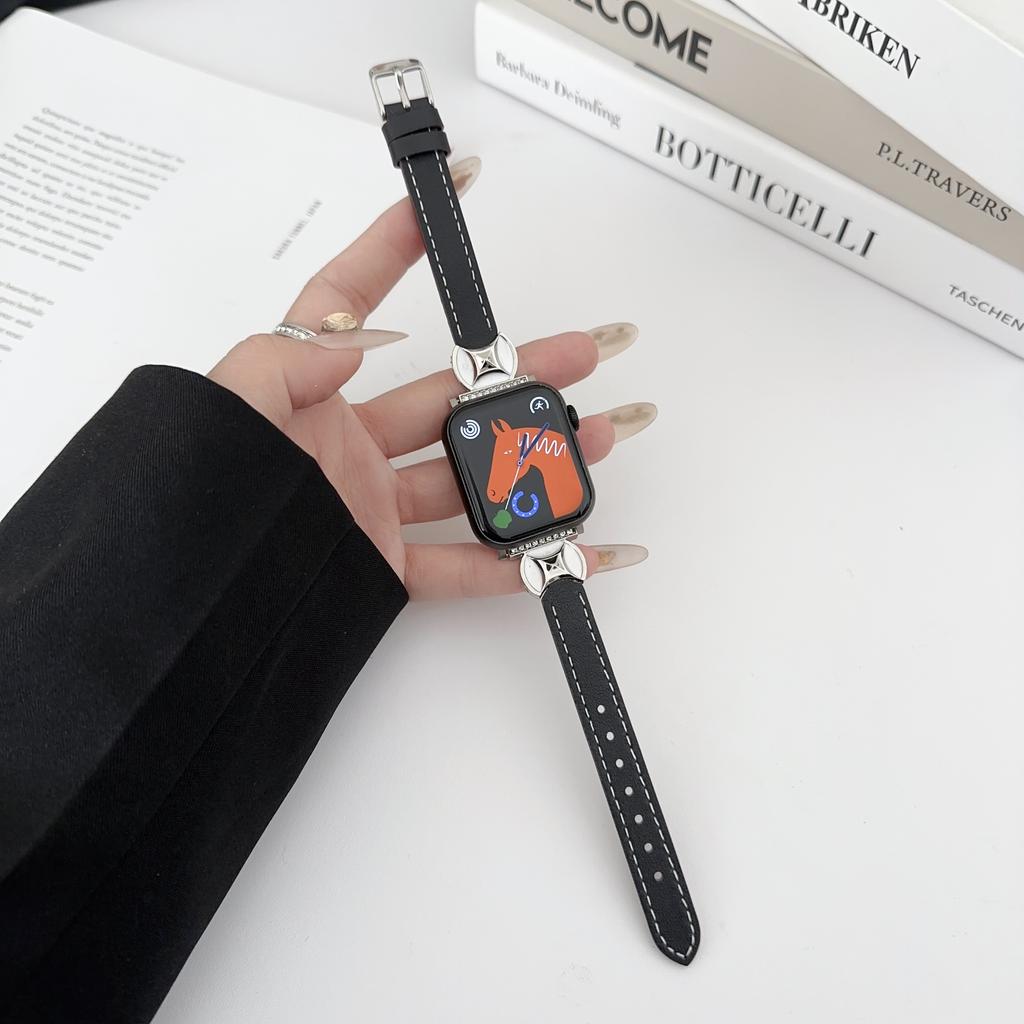 Watch Band For Apple Watch Series 10 Ultra 9 8 7 SE 6 5 4 3 2 1 46mm 49mm 45mm 44mm 42mm Coin Shape Connector Genuine Cow Leather Strap