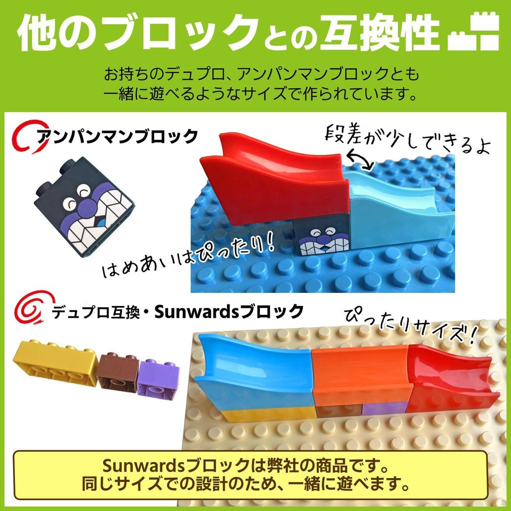 Большой набор деталей, совместимых с Duplo и Anpanman Sunwards 4 высокоценных блока, блоки, (рельс (63 + шаров))