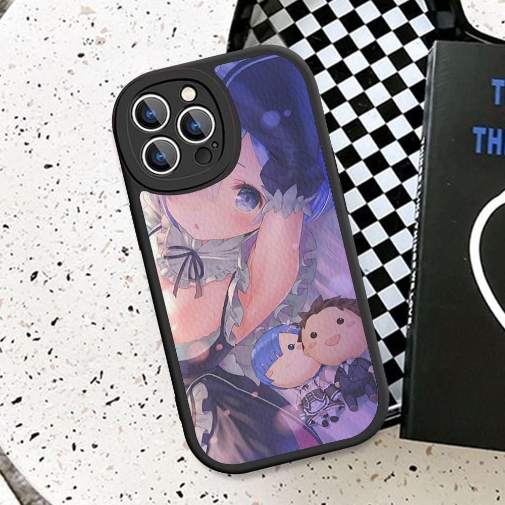 ReZERO Рам Рем Чехол для телефона Жесткая Кожа Для iPhone 14 13 12 Mini 11 14 Pro Max Xs X Xr 7 8 Plus Fundas
