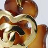 Chanel Серьги COCO Mark Сердце Клевер винтаж Коричневое Золотое покрытие/пластиковое сердце 36г Женские Б/У