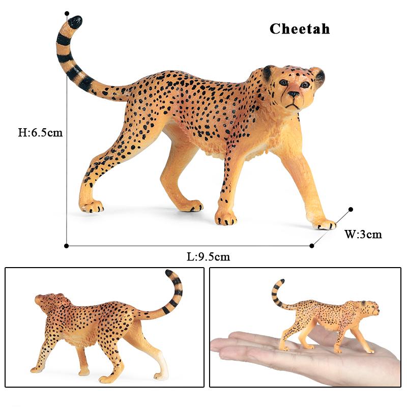 Oenux African Wild Animals Simulation Savage Cheetah Snow Leopard Jaguar Action Figure Figurines PVC Model Educational Kid Toys