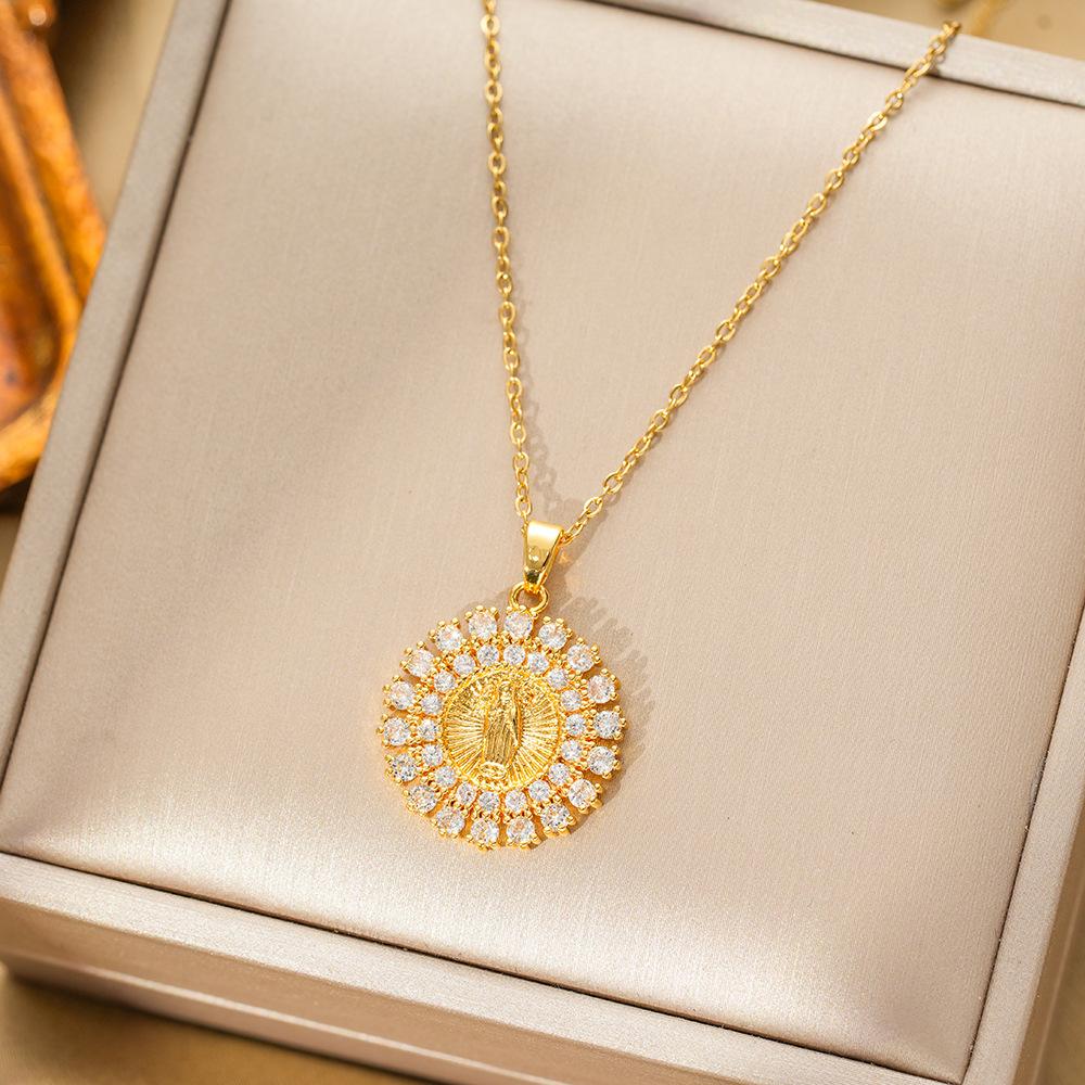 Медный микро-оправа циркон цветной кулон Дева Мария женское ожерелье кулон кулон аксессуары