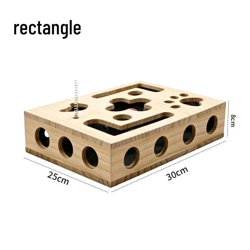Solid Wood Cat Maze Toy - Self-Entertainment Pet Puzzle Box