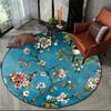 European Style Retro Floral Black Carpet Round Rug American Style Flower And Bird Printed Carpet Coffee Table Living Room Chair Floor Mat