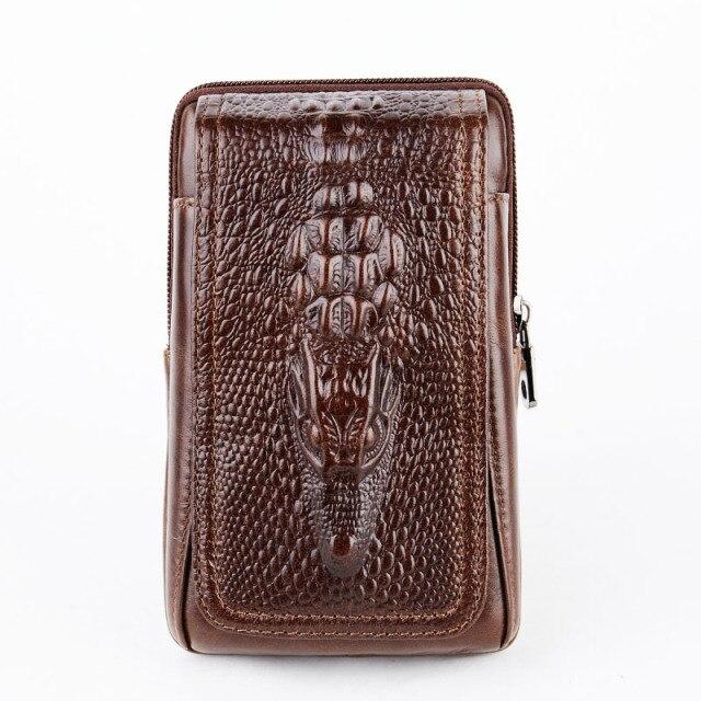 Натуральная натуральная кожа, поясной ремень, мужской портсигар для сотового/мобильного телефона, сумка для денег, кошелек с крокодиловым узором, поясная сумка Ba
