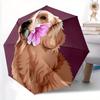 1 шт. Зонт-трость с рисунком «Цветок и собака», автоматическое открытие/закрытие - Компактный дорожный зонт, 8 спиц, прочная конструкция, идеальный подарок, аксессуар для улицы100