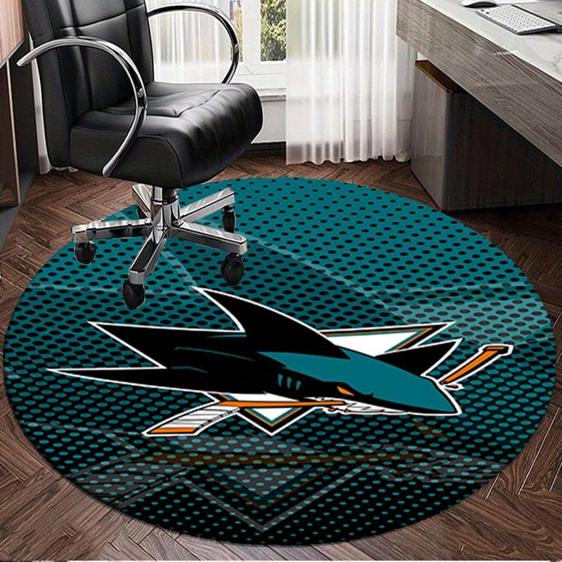 1PC Shark City Lights Round Rug, Non-slip Chair Mat, Home Decor, Circle Carpet Perfect for Office, Bedroom, Living Room,Christmas gift