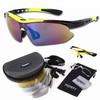 Sports Sunglasses Mirror Lens Full Set of 5 Interchangeable Lenses Unisex [Ferry] Yellow/Black