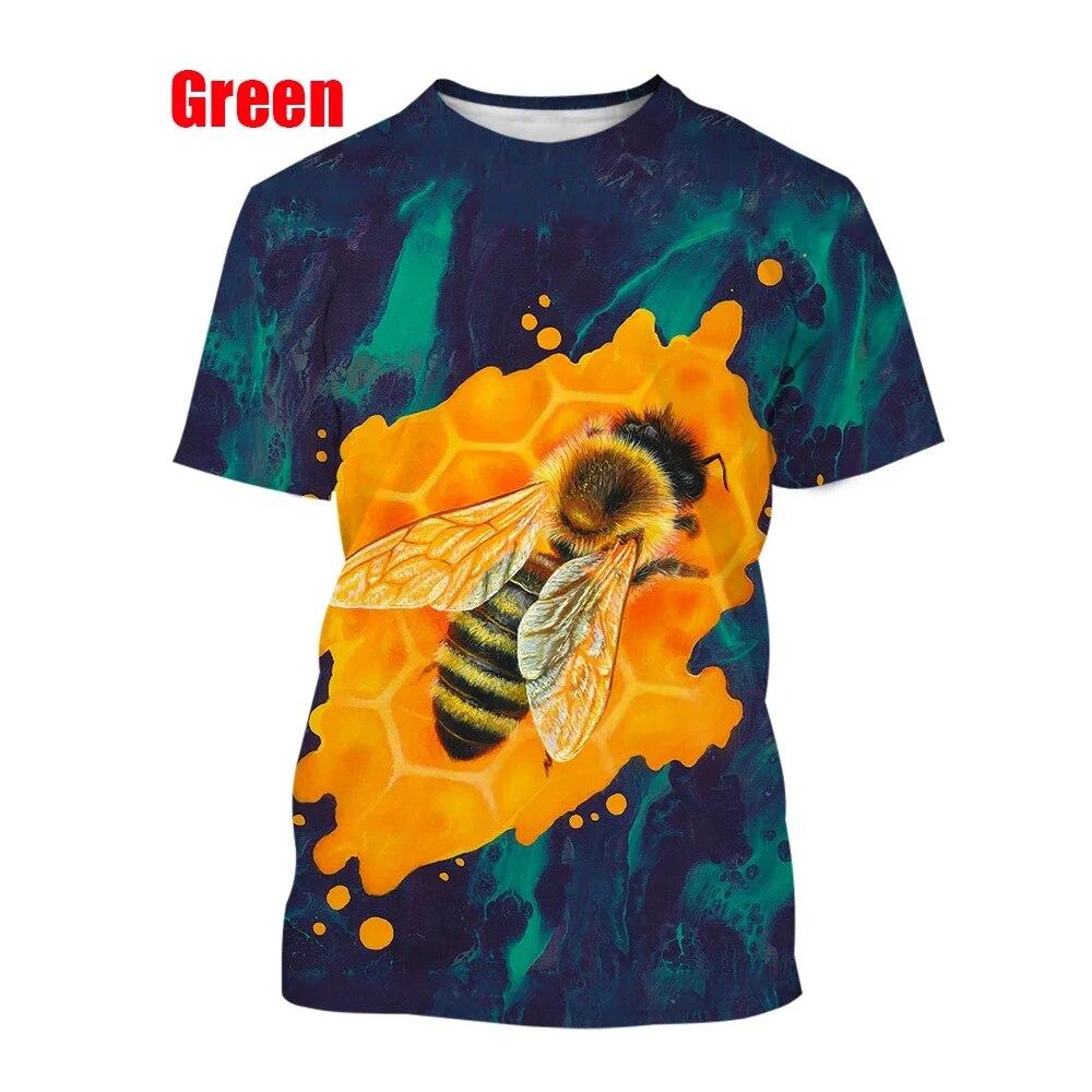 2022 Новая модная футболка с 3D принтом пчелы, летняя повседневная мужская/женская дышащая футболка в стиле хип-хоп с коротким рукавом